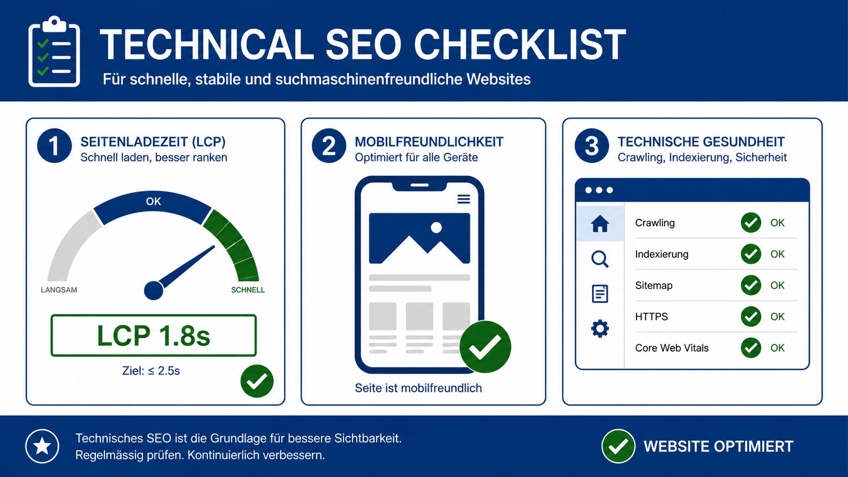 Technische SEO-Basis: Core Web Vitals und Quick-Wins für das Google Ranking Google Ranking verbessern – technische SEO-Checkliste mit Core Web Vitals für Schweizer Unternehmen