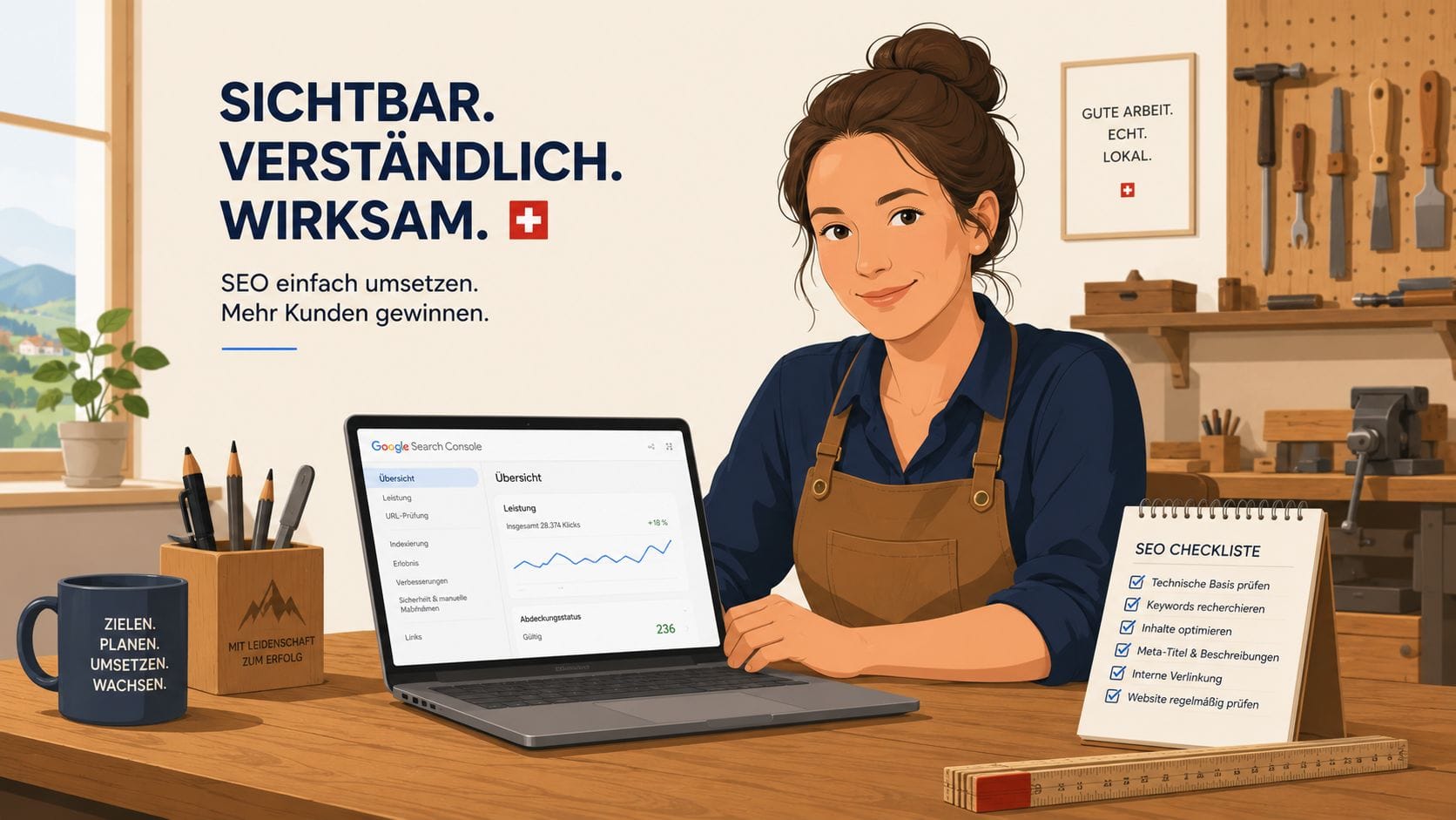 SEO für Anfänger Schweiz – Schweizer KMU-Inhaberin richtet Google Search Console ein