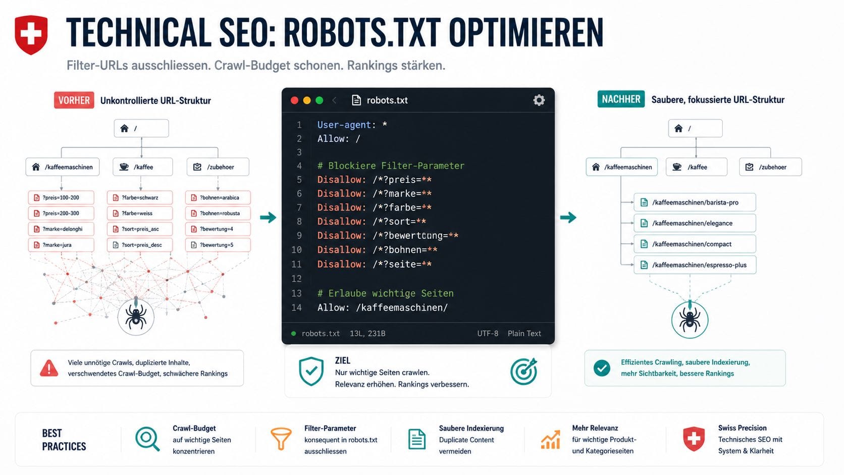 robots.txt-Vorlage für Crawl-Budget-Optimierung in grossen Schweizer Onlineshops
